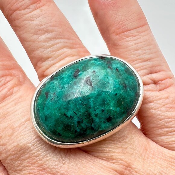 Huge Silpada Sterling Silver Blue Green Gemstone Ring Size 9 Weight 22 Grams - Picture 5 of 6